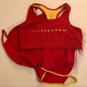 Red Nike running shorts. Small